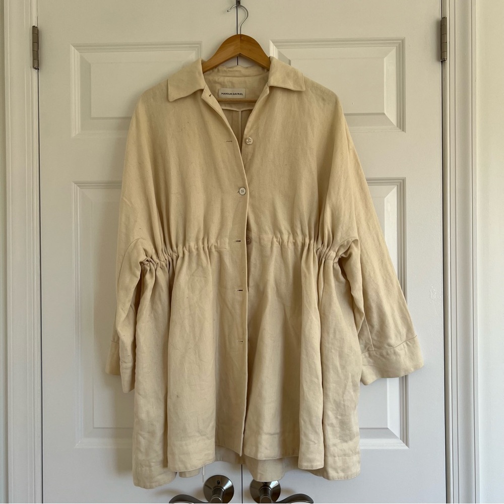 Mansur Gavriel Cinched Heavy Linen Coat